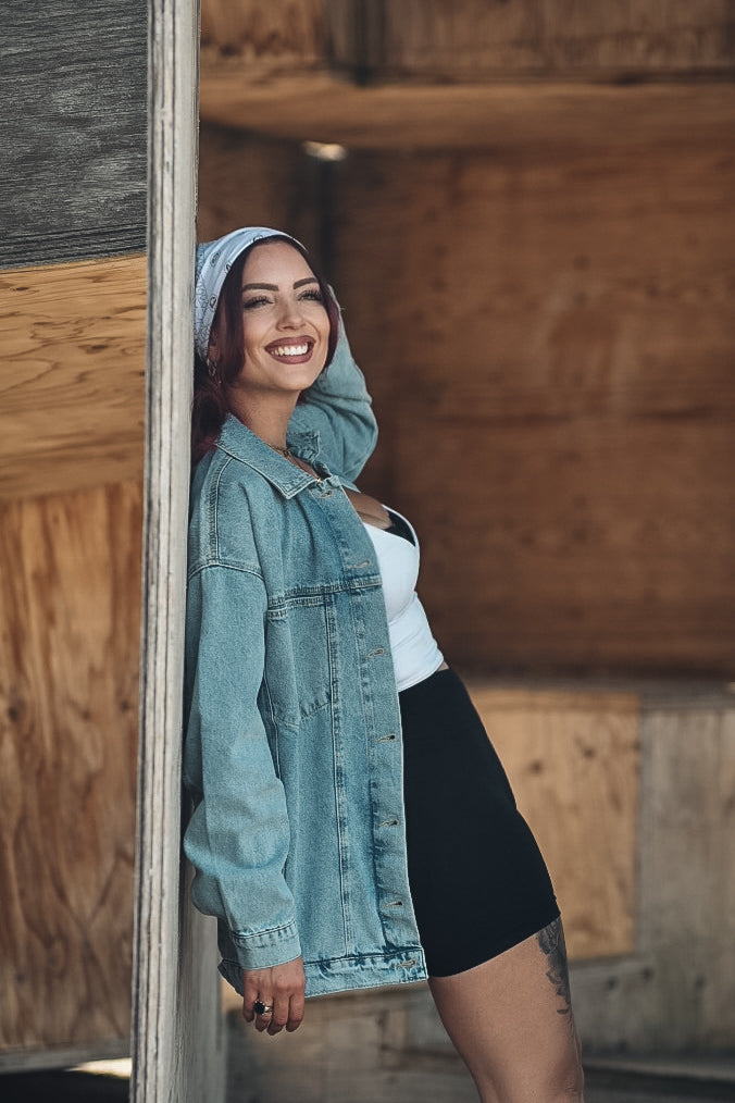 Oversize Jeansjacke - OHNE TATTOOMOTIV